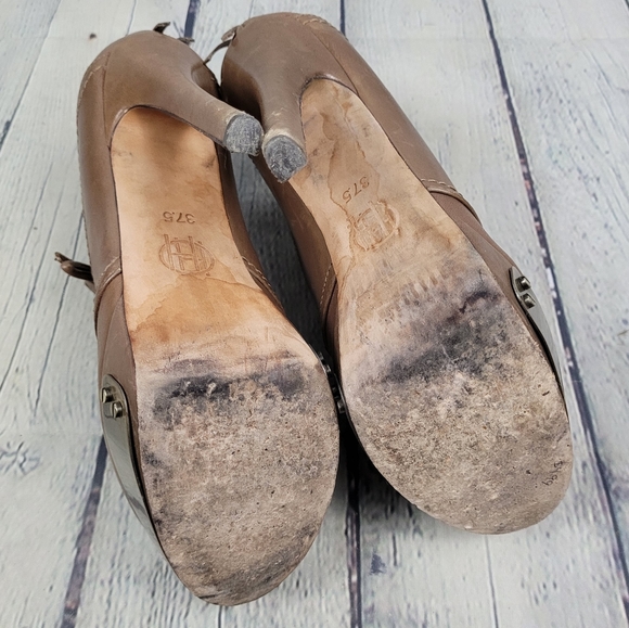 HOUSE OF HARLOW | leather platform back zip & laceup kiltie stilleto heels - Picture 8 of 10